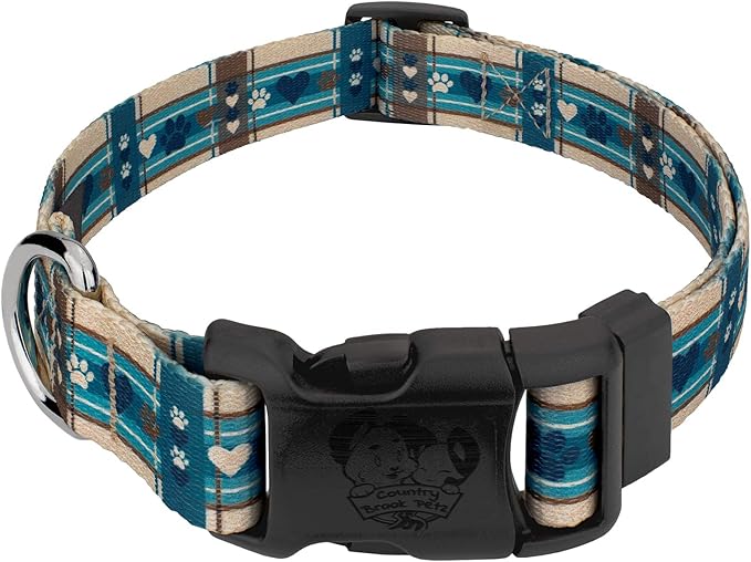 Country Brook Petz - Deluxe Puppy Picnic Dog Collar - Made in The U.S.A - Plaid and Argyle Collection Featuring Charming Designs (1 Inch, Extra Large)
