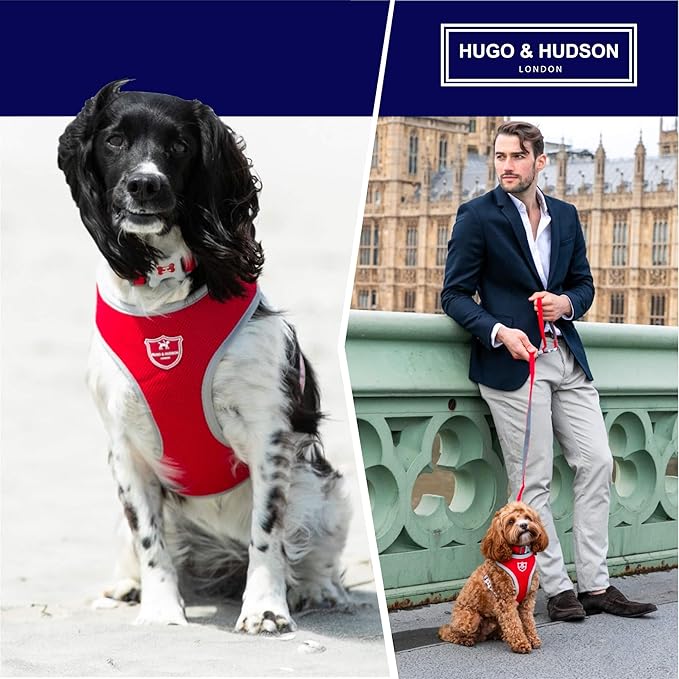 HUGO & HUDSON Dog Harness No-Pull Pet Harness Adjustable Quick Dry Mesh Padded Vest, Red, S