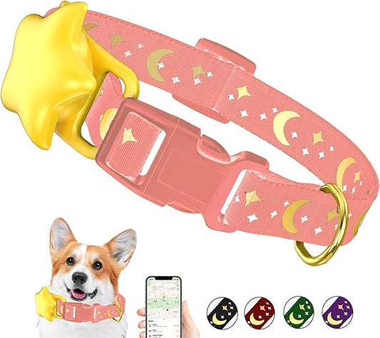 Airtag Dog Collar, Dog Collar for Large Dogs, Dog Collars for Medium Dogs, Dog Collars for Small Dogs with AirTag Holder Case, Dog GPS Tracker Collar (Pink, Large)