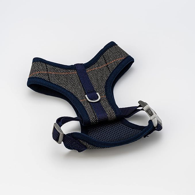 HUGO & HUDSON Dog Harness, No-Pull Anti Choke Tweed Harness Vest, Grey Checkered, XS