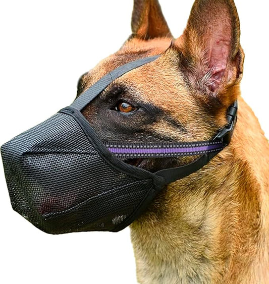 Dog Muzzle - Soft Mesh Muzzle for Small Medium Large Dogs Labrador German Shepherd - Adjustable Puppy Muzzles for Scavenging Biting Licking and Chewing - Allows Panting and Drinking(XL)