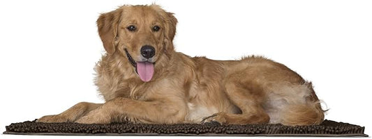 Furhaven 36" x 26" Highly Absorbent Dog Door Mat for Muddy Paws, 100% Washable, Perfect for Entryway, Kitchen, & Bathroom Use - Chenille Shammy Rug - Mud (Brown), Large