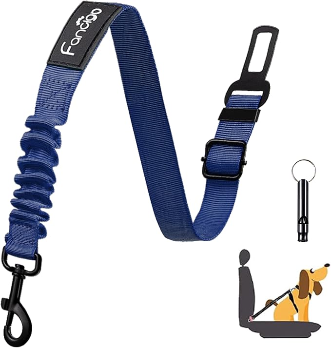 Dog Seat Belt for Car. Adjustable Dog Safety Seatbelt. Adjustable Strap, Strong Nylon Fabric, Bungee Buffer Dog Puppy Car Seat Belt. (Navy - 1 Pack)
