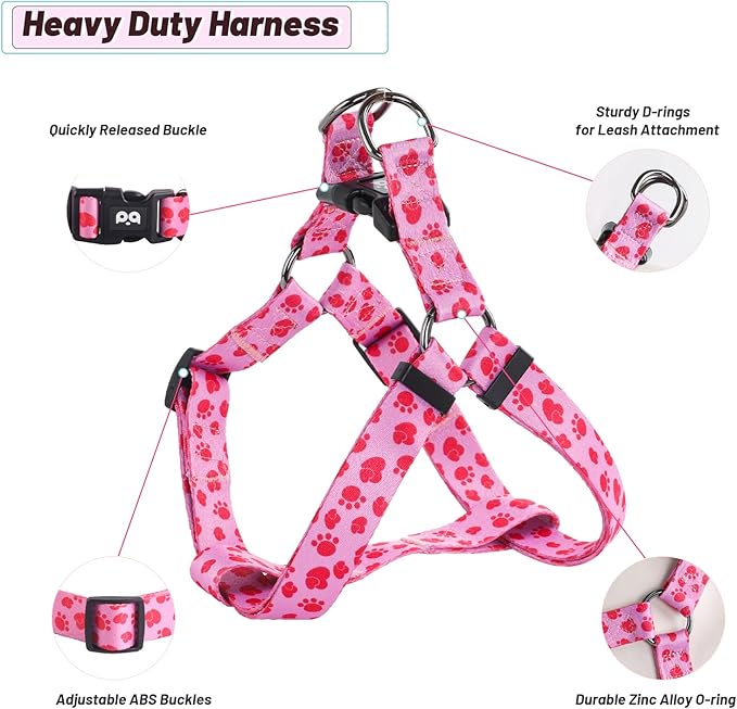 QQPETS Dog Harness Leash Set Adjustable Heavy Duty No Pull Halter Harnesses for Small Medium Large Breed Dogs Back Clip Anti-Twist Perfect for Walking