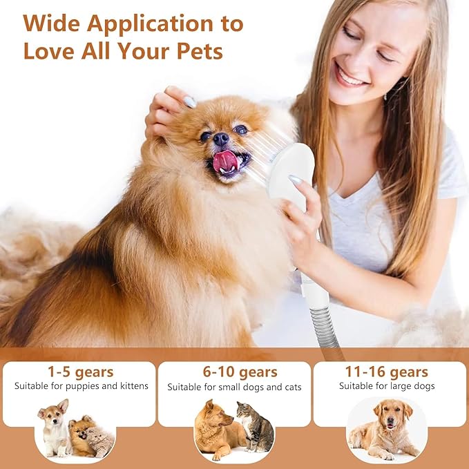 Pet Grooming Vacuum,Pet Grooming Kit & Vacuum Suction 99% Pet Hair,Dog Vacuum for Shedding Grooming,Pet Grooming Vacuum for Dogs&Cats,5 in-1 Pet Grooming Kit,Dog Hair Remover