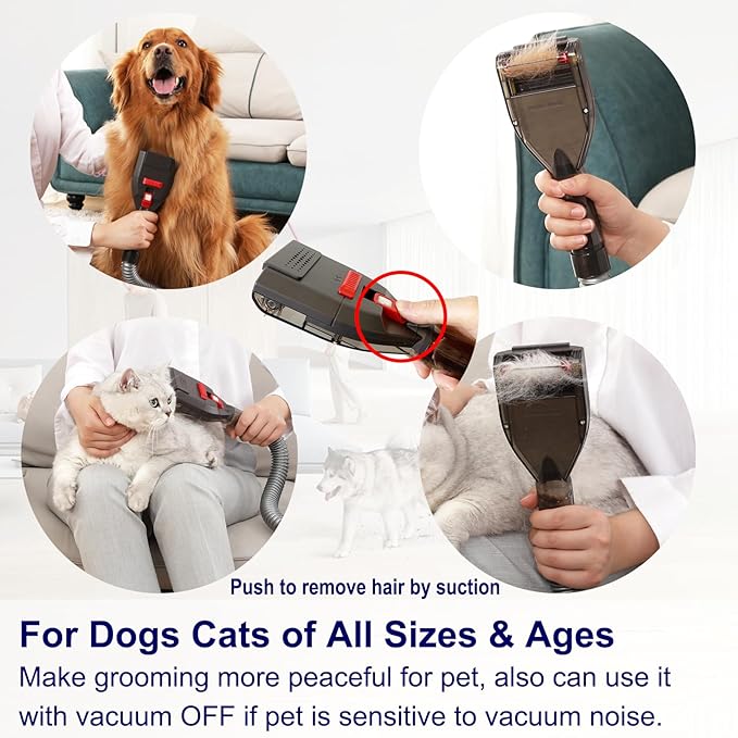 Groom Tool as Dyson Dog Hair Vacuum Attachment for V6 V7 V8 V10 V11 V12 V15 DC07-DC65 UP13-UP30 Ball Animal..., Pet Hair Attachment Grooming Brush Kit Long Extension Hose Adapters