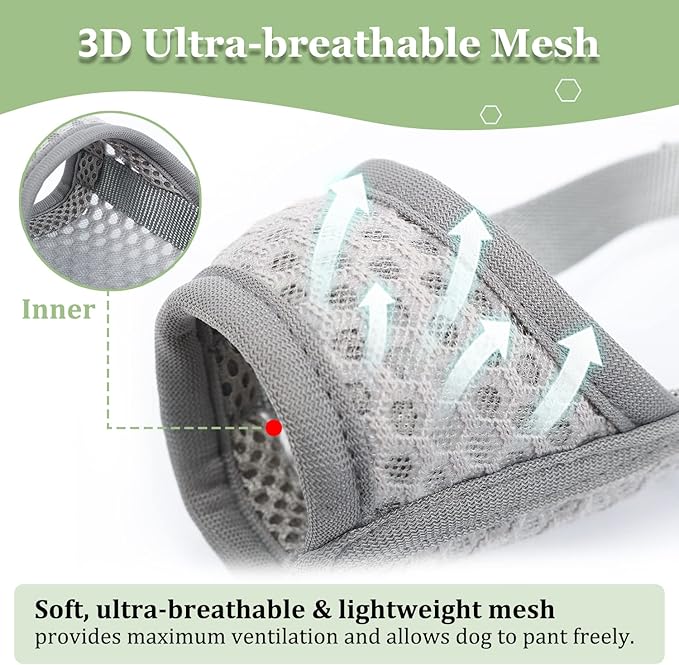 Mayerzon Dog Muzzle, Soft Mesh Muzzle for Small Medium Large Dogs Chihuahua Poodles Beagle Dachshund Corgis Labrador, Puppy Muzzle for Biting Chewing Grooming, Allows Panting Drinking