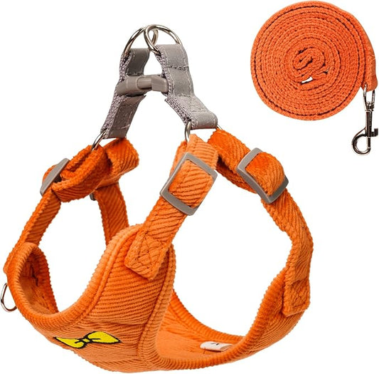 No Pull Dog Harness with Leash Pet Soft Vest Harness and Leash Set Dog Cat No Choke Escape Proof Harness Reflective Step in Harness for Small Medium Dogs Cats (Orange, Small)