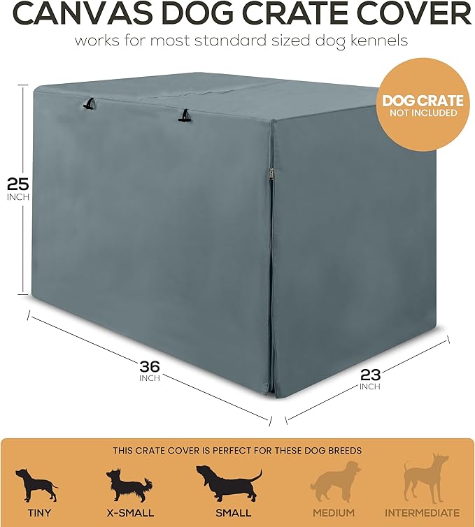 Utopia Home Dog Crate Cover, Waterproof Dog Kennel Cover 36 Inch - Gray, 600D Heavy Duty Dog Cage Cover Universal Fit for Most Wire Pet Crates - 36 x 23 x 25 Inch (Cover Only)