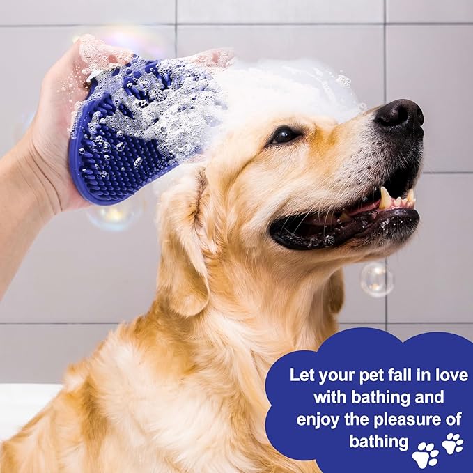 Pet grooming brush for dogs and cats, soft and durable handheld pet hair removal brush (Dark Blue + Orange)