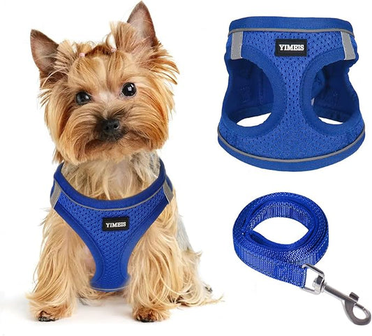 Dog Harness for Small Dogs, Small Dog Harness and Leash Set, Honeycomb Grid, Reflective Lightweight Harness & Anti-Twist Pet Lead,Dog Harness(Multi Color, Size: XS-S-M) (M, Sapphire Blue)