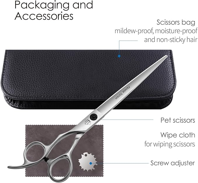 Dog Grooming Scissors: 7.0" Left Handed Pet Shears Made Of Advanced Stainless Steel Alloy for Trimming Dogs Cats and Other Pets Face and Paws