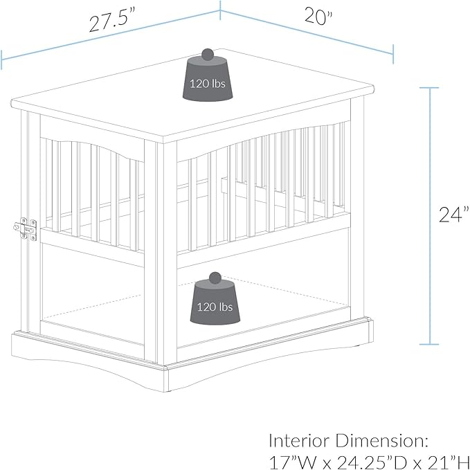 Casual Home Wooden Medium Pet Crate, End Table, Walnut , 27.50" x 20.00" x 24.00"