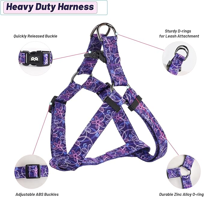 QQPETS Dog Harness Leash Set Adjustable Heavy Duty No Pull Halter Harnesses for Small Medium Large Breed Dogs Back Clip Anti-Twist Perfect for Walking