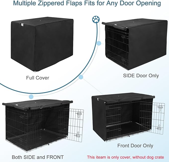 Deblue 36 inch Dog Crate Cover, Breathable Pet Kennel Covers Fit for 36 inch Wire Double Door Crate Cover - (Black 36")