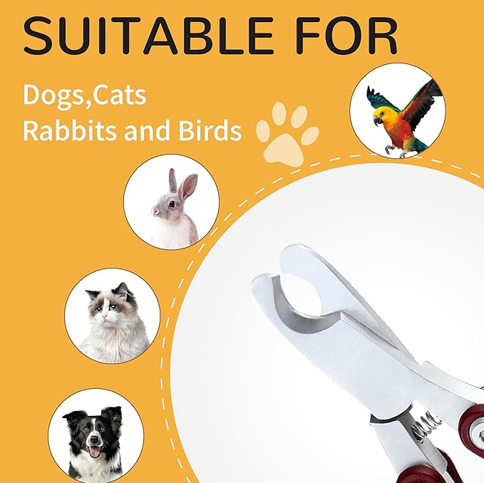 Pet Nail Clippers for Small to Medium Dogs, Cats & Small Animals, Foldable Steel Sharp Grooming Trimmer with Nail File, 3-in-1 Professional Grooming Tool for Pets
