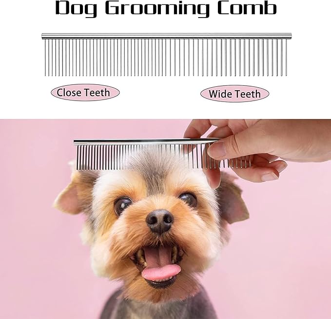 Professional Dog Grooming Scissors Set, 5 in 1 Dog Grooming Scissors Kit, Curved Dog Scissors Pet Thinning Shears, Pet Grooming Supplies, Pink