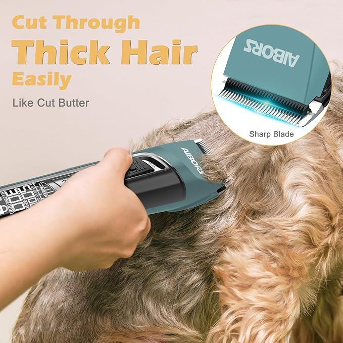 Dog Clippers Low Noise, 5-Speed Quiet Dog Grooming Kit High Power Rechargeable Cordless Electric Pet Hair Clippers Trimmer Shaver for Small and Large Dogs Cats