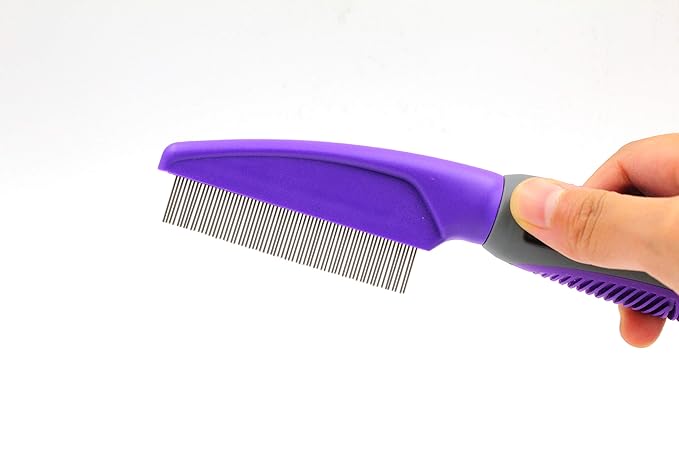 Hertzko Comb for Dogs and Cats – Closely Spaced Metal Pins Removes Debris from Your Pet’s Coat - Great for Short Hair Areas. - Long Handle for Extra Comfort!
