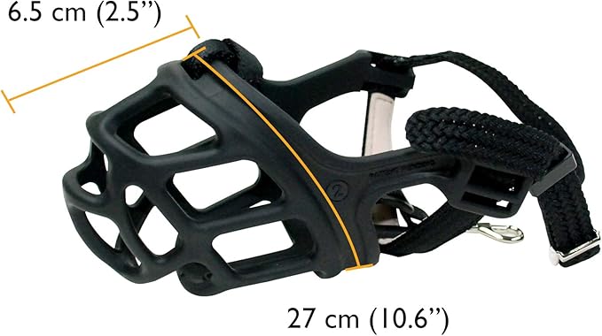 ZEUS Alpha TPR Muzzle for Small Dogs, Comfort Fit Design Prevents Biting, Barking and Chewing, Black