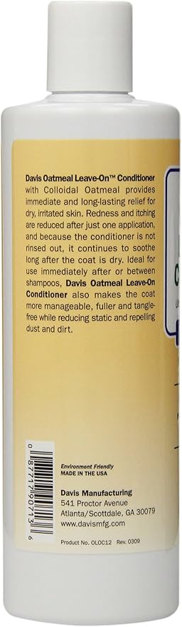 Davis Oatmeal Leave-On Dog & Cat Conditioner, 12-Ounce, DM112 12
