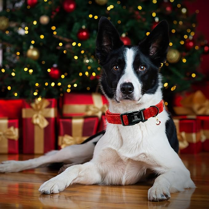 Lionheart glory Christmas Dog Collar, Red Dogs Collar Adjustable Soft Comfortable Collars for Large Dogs Girl or Boy Pet Gift Fall Cute Collar