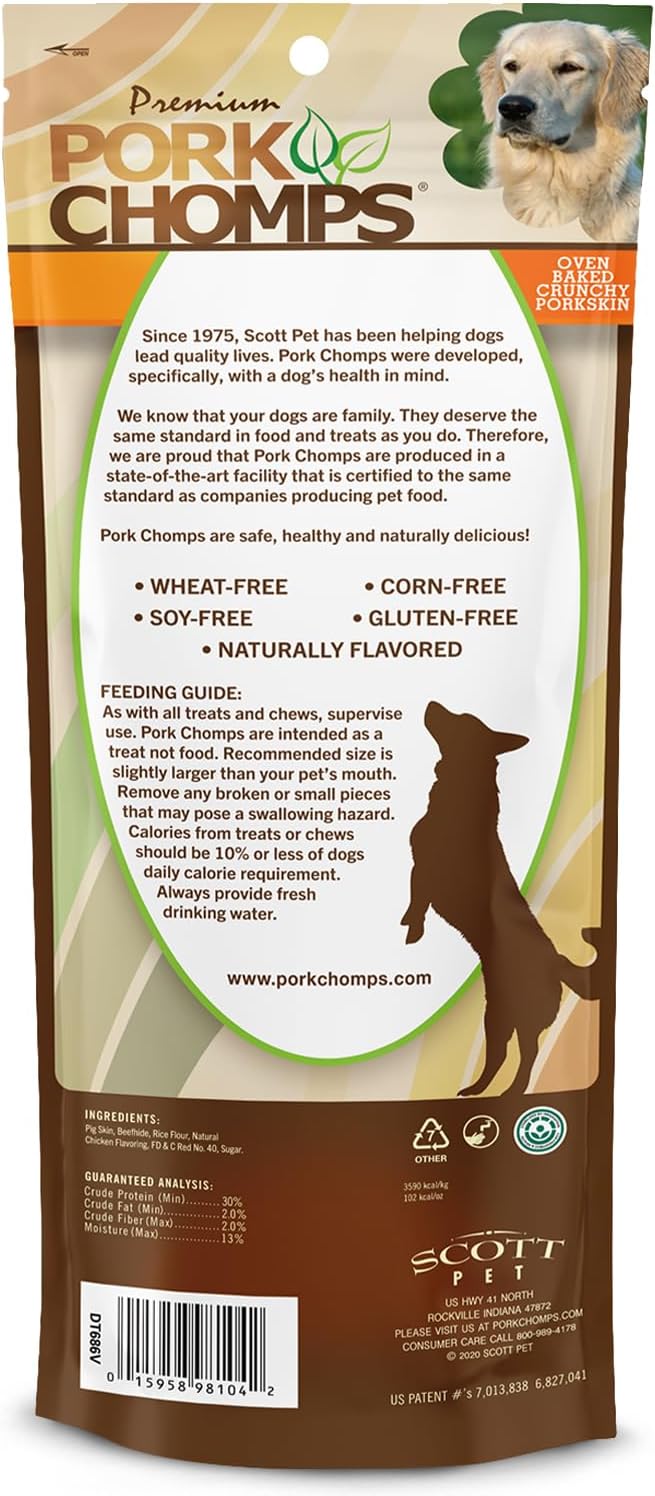 Pork Chomps Dog Chew, 7-inch Crunchy Bone, Chicken Flavor, 1 Count