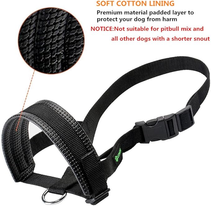 Lepark Nylon Dog Muzzle for Small,Medium,Large Dogs Prevent from Biting,Barking and Chewing,Adjustable Loop(L/Black)