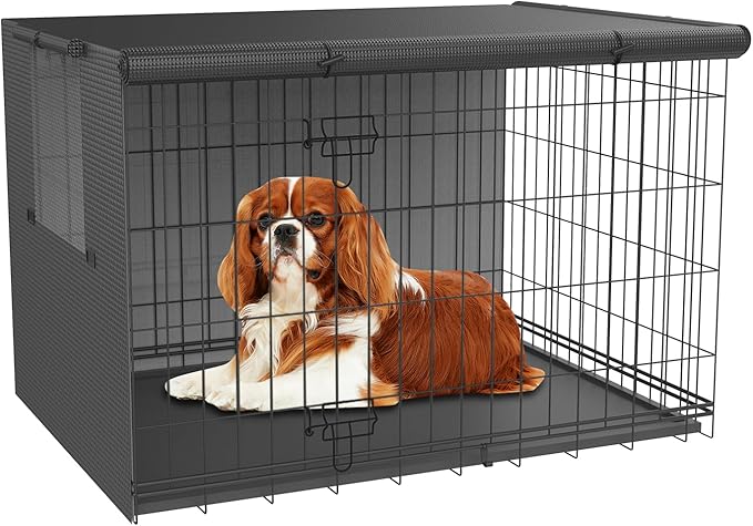 Dog Crate Cover-Double Door,Dog Kennel Cover,Crate Covers for Dog Cages-24 30 36 42 48 inches- Heavy Duty Polyester Pet Kennel Cover Universal Fit for Wire Dog Crate (24.0" L x 19.0" W x 20.0" H)