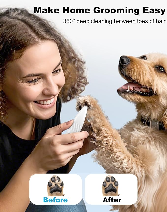 Dog Grooming Clippers, Dog Paw Trimmer with Detachable Ceramic Blade for Trimming Small Areas of Pet's Hair, Low Noise Paw Grooming Shaver for Cat's Eyes Face Ears Paws (White)