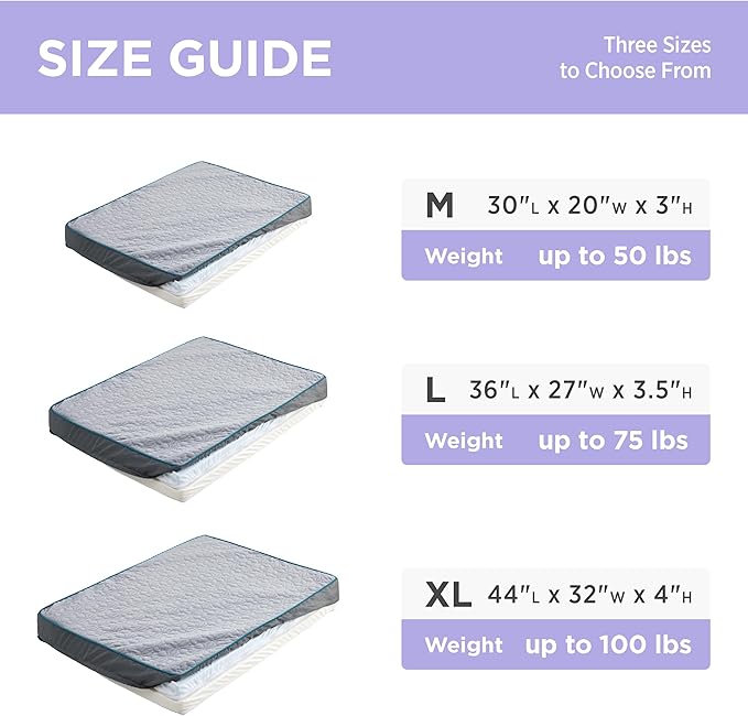Lesure Dog Bed Cover - Large Dog Bed Washable Removable Cover, Replacement Cover for Orthopedic Pet Mad Beds, 36x27x3.5 Inches Grey