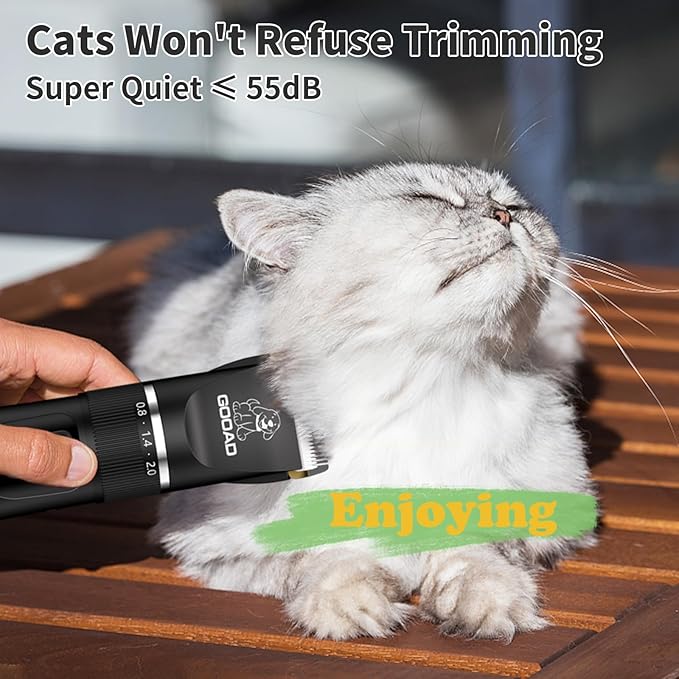 Cat Clippers for Matted Hair, Cat Grooming Kit, Cordless Cat Shaver for Long Hair, Low Noise Paw Trimmer, Cat Hair Trimmer for Grooming,Quiet Pet Hair Clippers Tools for Cats Dogs (Black)
