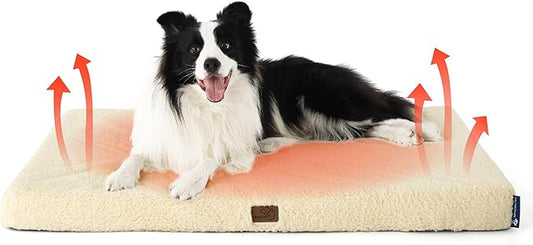 Bedsure Large Dog Bed for Large Dogs – Self Warming Orthopedic Dog Beds with Removable Washable Cover, Egg Foam Pet Bed Mat, Ashen Cream