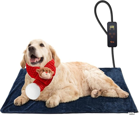 Toozey Pet Heating Pad, 6 Adjustable Temperature Dog Cat Heating Pad with Timer, Indoor Pet Heating Pads for Cats Dogs with Chew Resistant Cord, Electric Pads for Dogs Cats, Pet Heated Mat