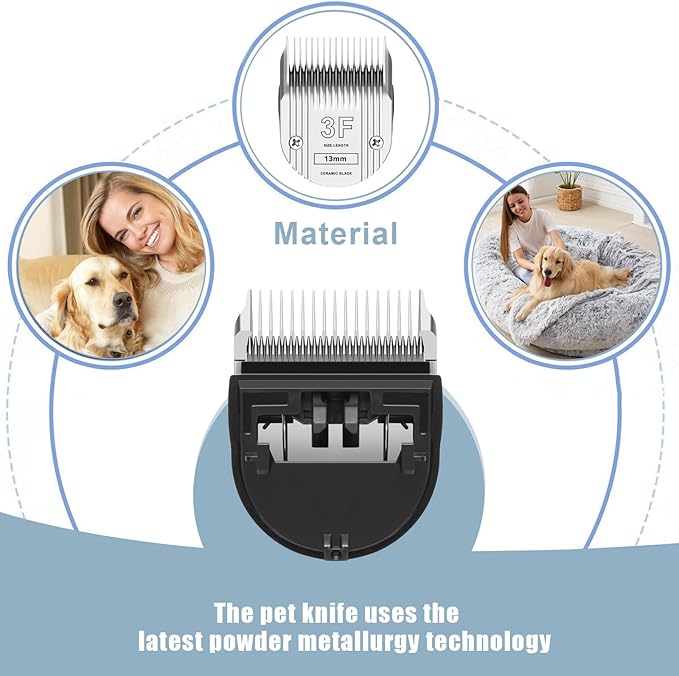 Detachable Pet Dog Grooming Clipper Ceramic Blade,Compatible with Whal Arco, Bravura, Chromado, Creativa, Figura & Motion - Pet, Dog & Horse Clippers,Size 3F Cut Length 1/2"(13mm)