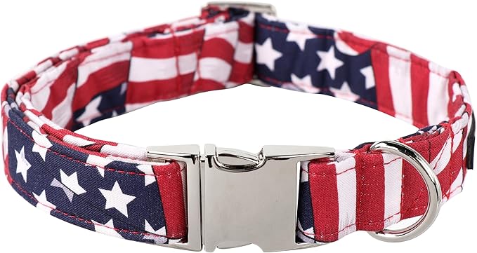 Lionet Paws Dog Collar, Comfortable Adjustable Cute Collar with Metal Buckle for Male Female Puppies Gift, July of 4th, XS, Neck 8-12 inches