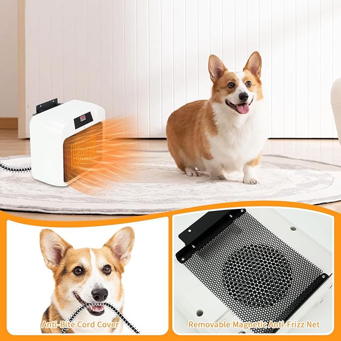 Rypet Large Dog House Heater with Thermostat, 300W/600W Safe Heater for Dog House Outdoor with 6 Ft Anti Chew Cord, Wall Mounted Dog Kennel Heater Electric Warmer for Most Dog House