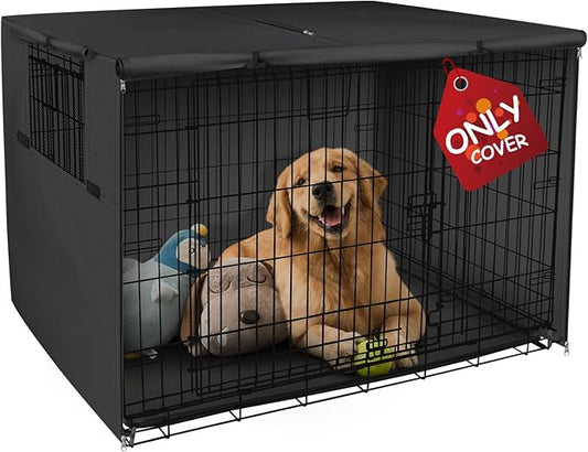 Explore Land 36 inches Dog Crate Cover Heavy Duty Polyester Pet Kennel Sunshade Universal Fit for Wire Cage (Black)