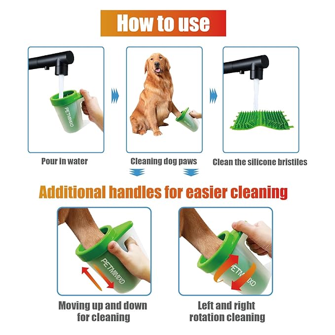 Portable Dog Paw Washer with Handle - Large 9 inch Green Paw Cleaning Solution