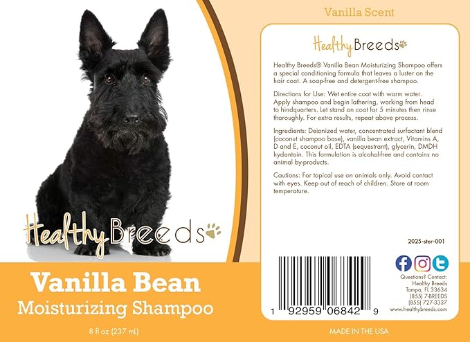 Healthy Breeds Scottish Terrier Vanilla Bean Moisturizing Shampoo + Conditioner - with Vitamins A, D, E + Coconut Oil - 8 oz