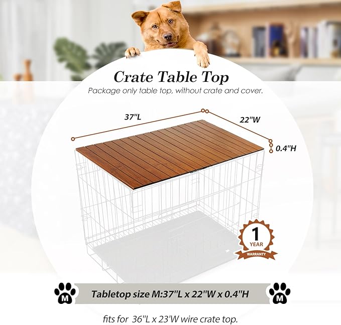 HiCaptain Pet Crate Table Topper – Foldable Wire Dog Kennel Topper Custom Pet Crate Table (M, for 36 inch Crate)