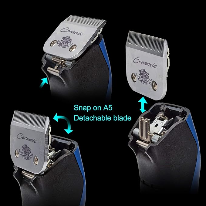 Detachable Ceramic Blade - Size 3 3/4F Blade 1/2", Made of High-Tech Ceramic Materials, Compatible with Most Andis, Oster, Wahl A5 Clippers