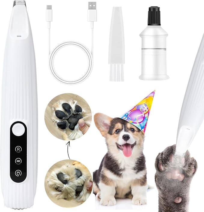 Upgraded Dog Trimmer with LED Light,Pet Clippers for Small Dogs Cats - Trimming Paws, Eyes, Ears, Face, and Rump