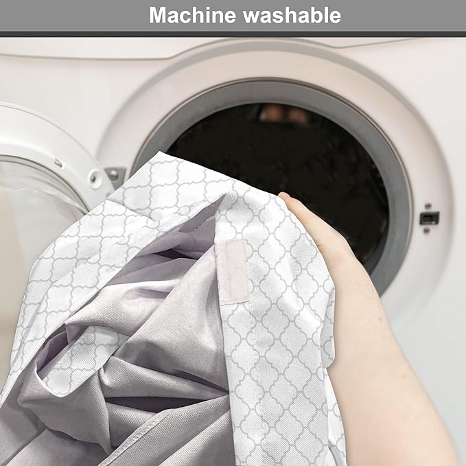 Lunarable Grey Dog Crate Cover, Moroccan Traditional Trellis Pattern Simple Geometric Monochrome Tile, Easy to Use Pet Kennel Cover for Medium Large Dogs, 48 Inch, White Grey