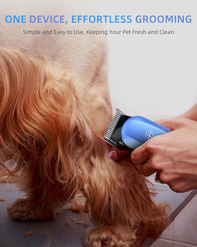 E-Hunter Professional Dog Grooming Clippers Kit, 24V High Power for Thick Coats, Quiet Dog Clippers with 10 Metal Guard Combs & Brush, Ideal Dog Hair Remover for Cats and Pets