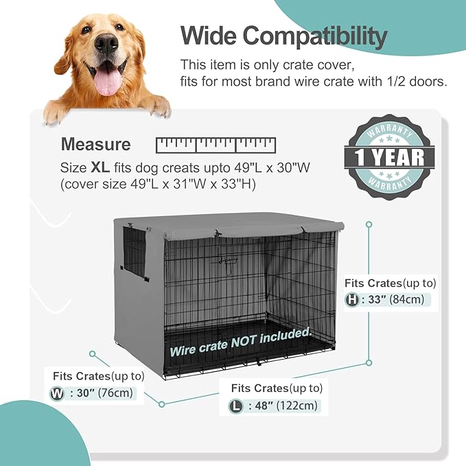 Explore Land 48 inch Gray Dog Crate Cover Bundle with 46 inch Dog Bed Cover
