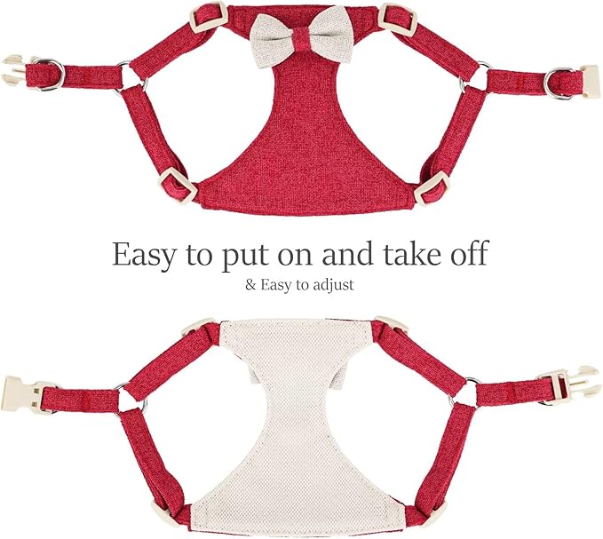 Beirui Small Dog Harness and Leash Set, Soft Lightweight Puppy Harness, Adjustable Bow Tie Puppy Harness for Small Dogs (Red, XS)