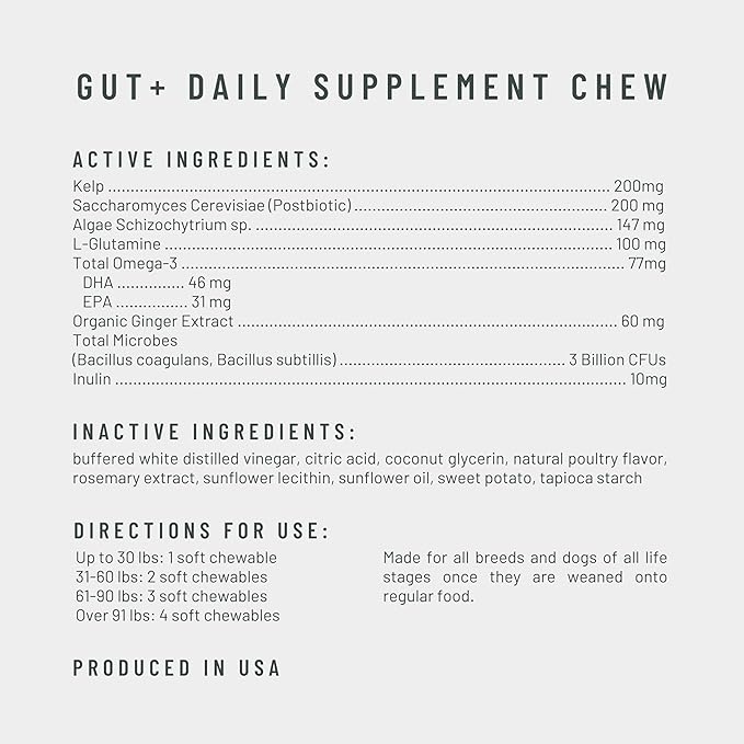 Get Joy Gut+ Probiotic Chews for Dogs, 90 Soft Chews, Chicken Flavor, Supports Digestive Health & Immunity, with Pre, Pro & Postbiotics, PhD Animal Nutritionist Formulated, Produced in USA