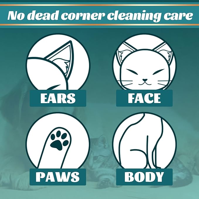 Pet Rinse Free Grooming Gloves, 10Pcs Pet Wipes for Dogs & Cats Wash Free Gloves, Cleansing Grooming with Plant Extract No Rinse Thick Extra Puppy Wipes