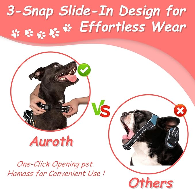 AUROTH Dog Harness Small Sized Dog, Small No Pull Dog Harness, Dog Harness for Small Dogs, Harness Small Size Dog Vest Harness with Handle, Rose Red S